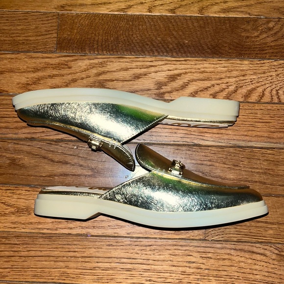 Sam Edelman Kira Bit Mules Amber Gold Leather Women’s 5.5 Gold tone Hardware - Picture 5 of 14